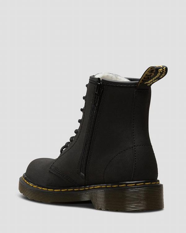 Dr Martens Dětské Kotníkové Boty Junior Fur-lined 1460 Serena Černé, CZ-267053